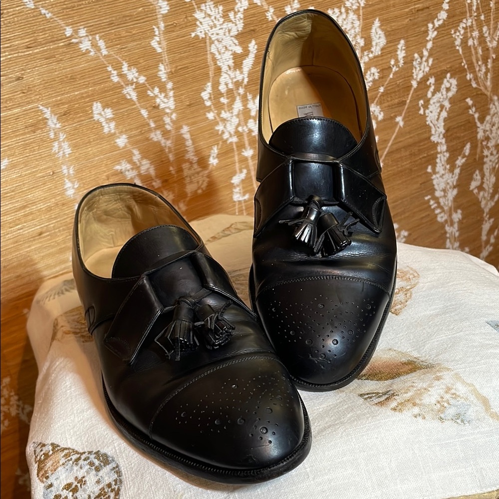 Wilkes Bashford Classic Black Leather Slip-On Loafers